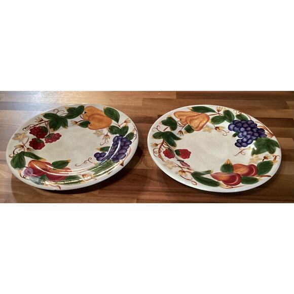 Hannah TableTops Unlimited Hand Painted Collection 11” Dinner Plates Set of 2 - Picture 5 of 10